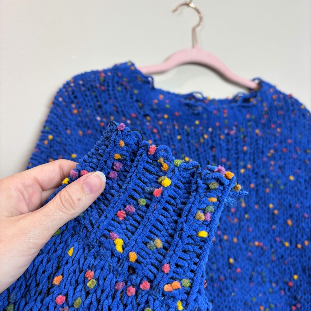 Adora Speckled Blue Super‎ Soft Knit Sweater Women Size Medium M Distressed Hem - Picture 5 of 13